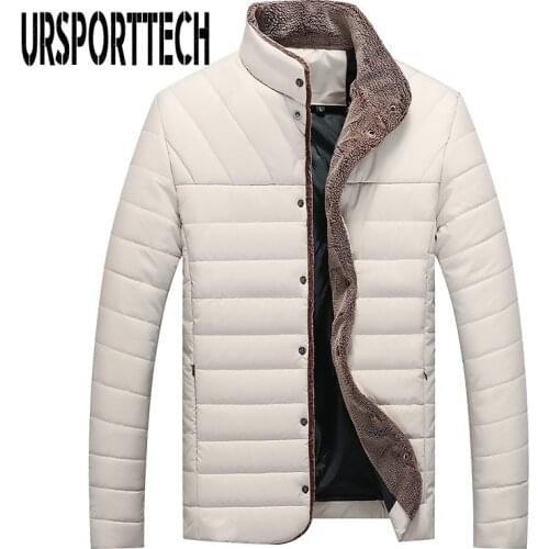 URSPORTTECH Winter Jacket Men Warm Parkas 2020 Casual Stand Collar Mens Coat Single Breasted Thick Outerwear Men Clothing 5XL