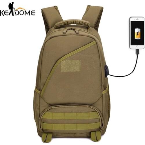 Military Tactical Backpack Water Repellent USB Charge Climbing Mountaineering Bag Camping Hiking Rucksack Travel Sport XA10D