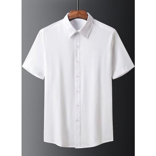High-quality white mens shirt bamboo fiber short-sleeved casual formal wear fashion shirt suitable for party people(oversized