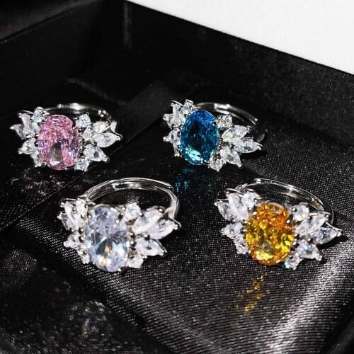 Boho Female Zircon Stone Ring 925 Silver Fashion Silver Promise Bridal Wedding Rings for Ladies Girls Christmas Gift Jewelry