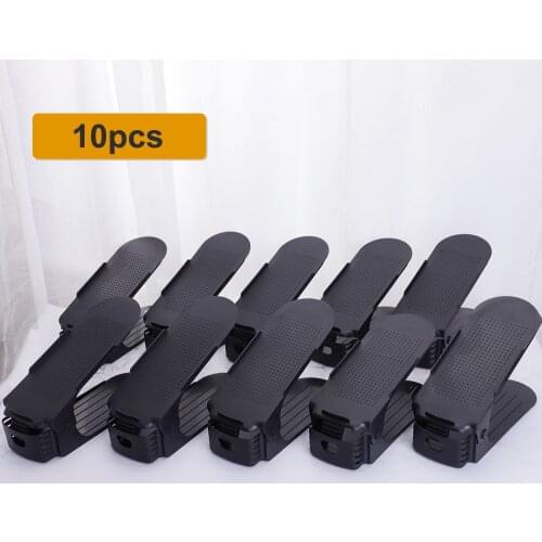 8/10pcs Shoe Organizer Double Shoebox Rack Adjustable Space Saving Range Shoe Storage Shelf Slot Save Space Closet Range Shoes