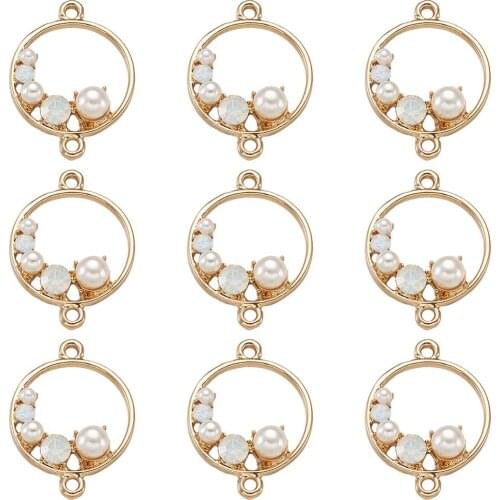 10pc Pressed Flower Jewelry Alloy Open Back Bezel Links Epoxy Resin Imitation Pearl For Earring Bracelet Jewelry Making