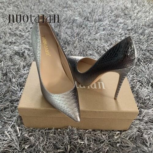 2020 Brand Fashion Women Shoes Snake Printing Sexy Stilettos High Heels 12cm/10cm/8cm Pointed Toe Women Pumps