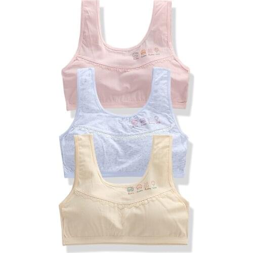 3Pcs/Lot Puberty Training Girls Cotton Bra Puberty Young Kids Tops Tank Girls Student Underwear Bras Children for 8-18 Years Old