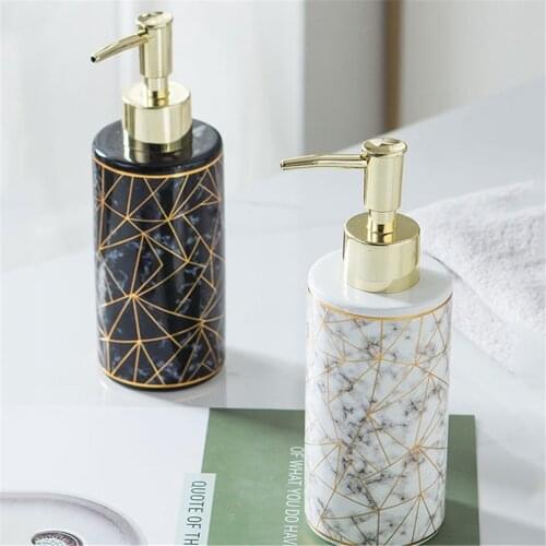 300ml Ceramic Soap Dispenser Nordic Bathroom Lotion Liquid Replace Empty Sub-bottle Body Wash Hand Sanitizer Shampoo Bottle