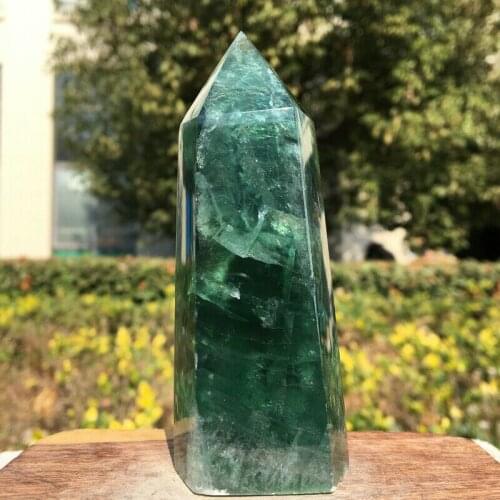 400-1500g Natural Fluorite Quartz Crystal Obelisk Healing Decoration