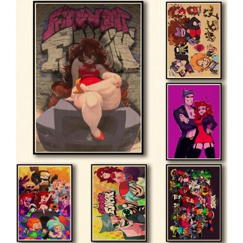 44 Designs Game Friday Night Alternative Funkin Kraftpaper Poster Artwork Fancy Wall Sticker for Coffee House Bar