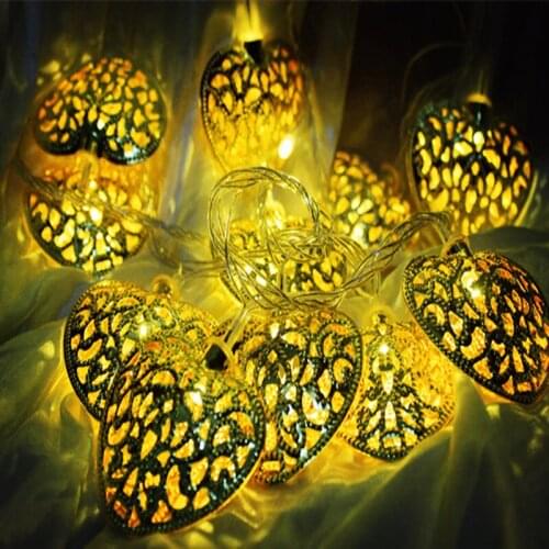 5m 20 LED Filigree Metal Heart Fairy String Lights Christmas Garland For Wedding Party Home Decoration