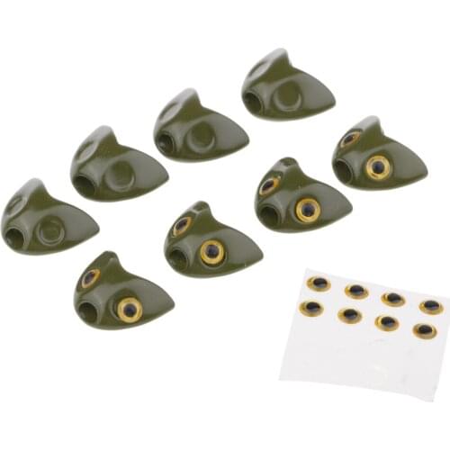 8 Set Fish Head 3D Fishing Lure Holographic Eyes Fly Tying Jig DIY Craft