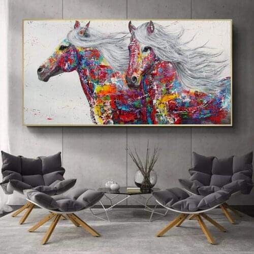 Abstract Watercolour Animal Art Painting Running Horse Posters And Prints Canvas Painting Wall Art Pictures forLiving Room Decor