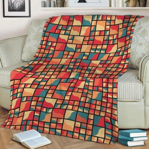 Abstract Geometric Pattern 3D Printed Velvet Plush Throw Fleece Blanket Bedspread Sherpa Blanket Home Decora