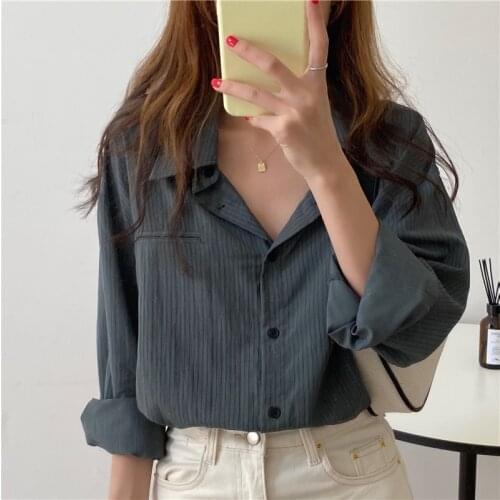 New oversize Women Blouses spring Tops femme Casual Women shirt stripe long sleeve Cotton Girls Blouse New Blusas autumn