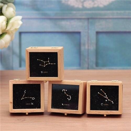 Decorative crafts twelve constellation clockwork music box wooden music box gift