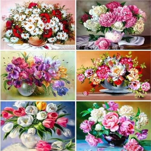 HUACAN 5D Diamond Painting Full Square Drill Flower Vase Home Decoration Embroidery Picture Handcraft Kit