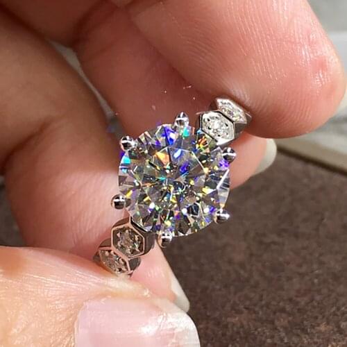 10K Au417 White Gold Women Ring Moissanite Diamonds 1 2 3 4 5 Carat Hexagon Elegant Wedding Party Engagement Anniversary Ring