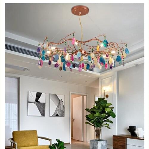 Nordic Chandeliers Post Modern Minimalist Living Room Lamp Light Luxury Villa Agate Piece Branch Decoration Lamps