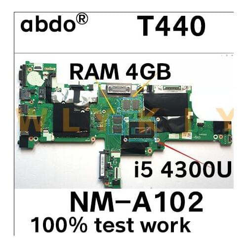 For Lenovo ThinkPad T440 notebook motherboard VIVL0 NM-A102 CPU i5 4210 4300 4GB RAM 100% test work FRU 00HM165 00HM171 00HM173