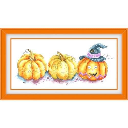 Halloween pumpkin cross stitch kit holiday aida fabric 18ct 14ct 11ct unprint canvas cotton thread embroidery kits DIY craft set