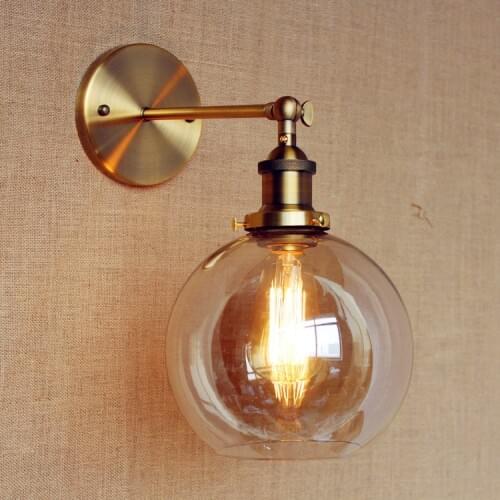 Retro Vintage Wall Light Fixtures indoor Lighting Glass Ball Edison Style Loft Industrial Wall Sconce Beside Lamp Applique LED