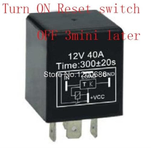 30A 5 minutes delay off after signal reset switch turn on Automotive 12V Time Delay Relay 300 second delay release off relay