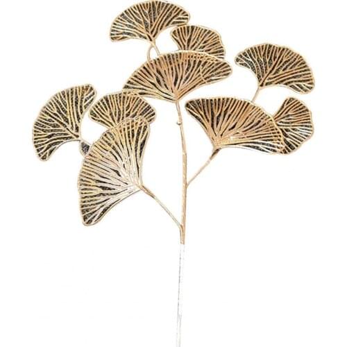 Nortic Style 1 Set Artificial Flower Bright-colored Wide Application Plastic Handmade Fake Ginkgo Biloba Leaf for Home Ornaments