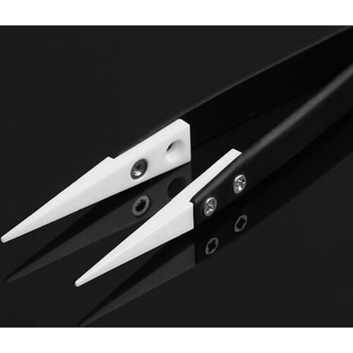 2021 New Ceramic Tips Tweezers Stainless Steel Handle Straight Aimed Tweezers For Coils