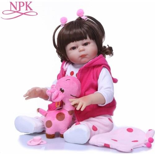 NPK Real 48CM Full Body SIlicone Girl Reborn Babies Doll Lifelike Newborn Princess Bebe Girl Doll Toys Playmate for Children