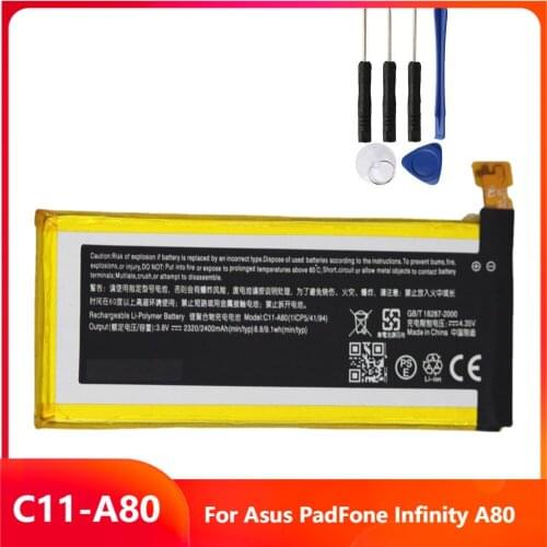 Original Replacement Phone Battery C11-A80 For Asus PadFone Infinity A80 Genuine Rechargable Batteries 2400mAh With Free Tools