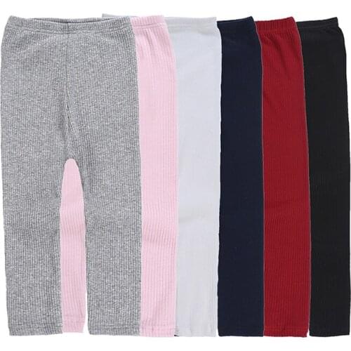 2-6Y Children Pants Solid Pattern Cute Stretchy Warm Trousers Bottoms Leggings For Girls