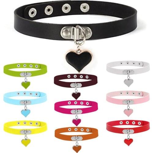 Trendy Vintage Charm Round Gothic Collar Necklaces Jewelry Gift Gothic Leather Heart Harajuku Women Punk Choker Sexy Necklace
