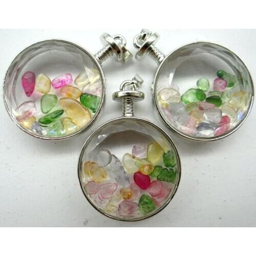 Natural stone Quartz crystal Turquoises tiger eye irregular gravel stone &glass pendant for diy Jewelry making necklace10Pcs AS1