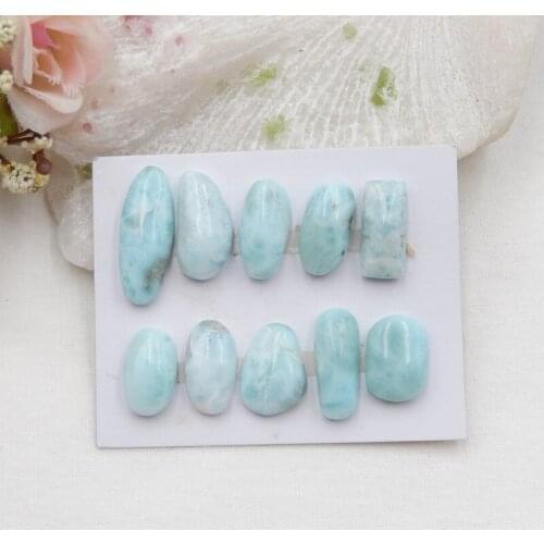10PCS Of Natural Larimar necklace Cabochons,Semiprecious stone jewelry pendant necklace 25x8x5mm17x7x6mm18.4g
