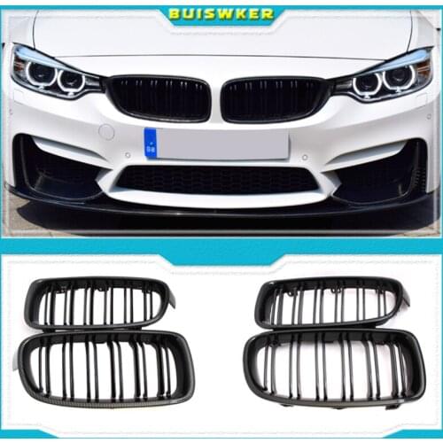 Car Front Grille Racing Front Sport Grill Gloss Black Double Slat Kidney Grille For BMW 3-Series F30 F35 2013-2019