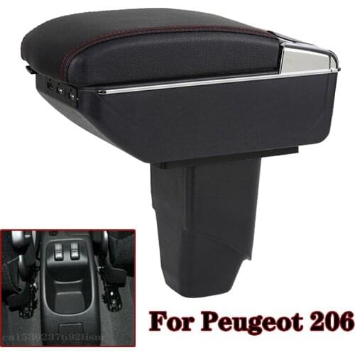 For Peugeot 206 armrest box Double layer central Store content Storage box with Ashtray Cup holder accessoriesf