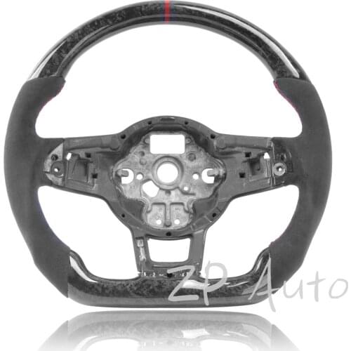 For VW Golf MK7/MK7.5 GTI/R Forged Carbon Fiber Steering Wheel with Alcanrata Leather