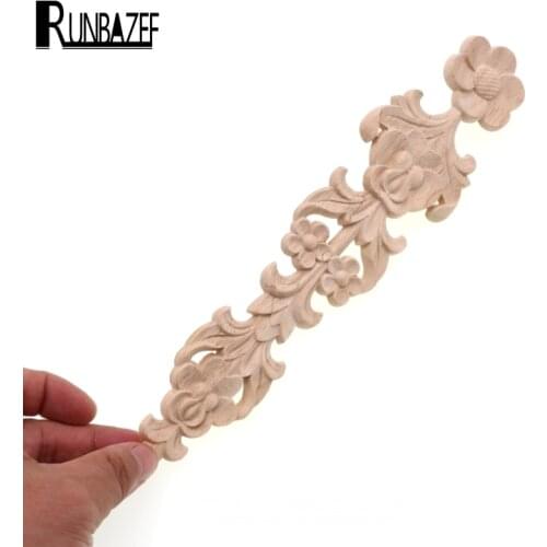 RUNBAZEF European Carved Carving Wood Applique Long Vertical Door Flower Mini Crossbow Ornaments Miniature Snow Globe Wooden