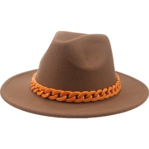 Summer fedora hat chain green red yellow hat for men luxury jazz caps panama fedoras bucket summer felt hat sombreros de fieltro