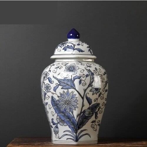 Blue And White Porcelain Pot Furniture Ornaments Living Room Storage jar Ceramic Ornament porcelain jar vase