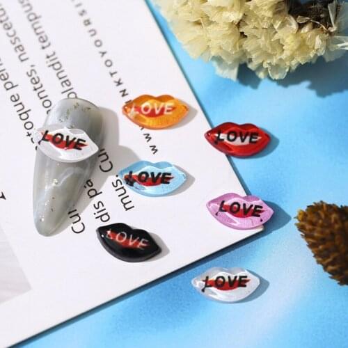 2021 New 100Pc Rhinestones For Nails Love Lips Sexy Design Resin Gems Valentines Day Nail Art Decoration Manicure Accessories