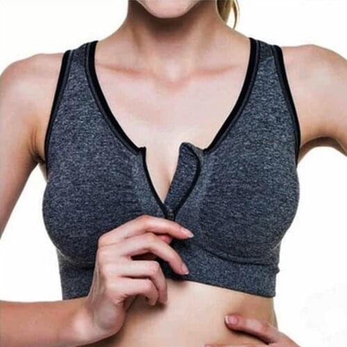 Super Sexy Front Zipper Sports Bra Solid Women Underwear Fitness Shirt Push Up Yoga Crop Top Bras Athletic Vest Sportswear S-XXL
