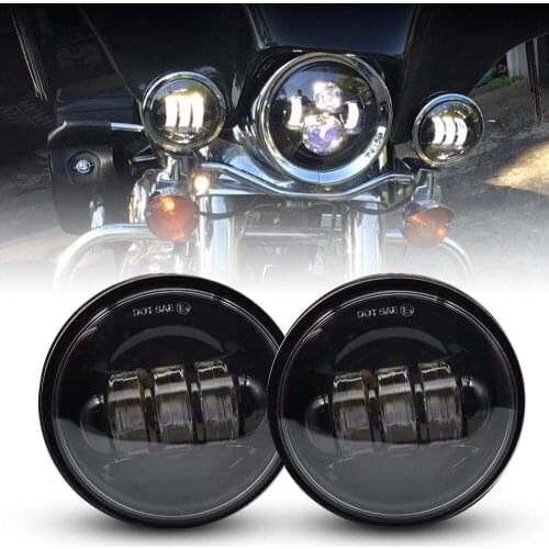 2pcs Chrome 4.5 Inch LED Passing Projector Fog Lights for Motorcycle Auxiliary Light Bulb Passing Lamp