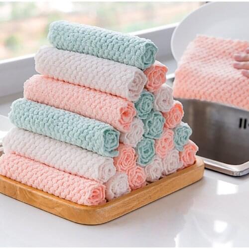 Quick Dry Microfibre Rag Pineapple Grid Dish Cloth Household Thickened Absorbent Dish Towel For Kitchen Cleaning