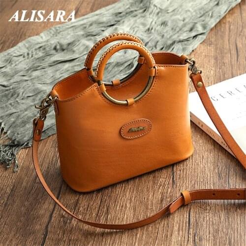 Vintage bag for women zipper Shoulder bag, practical small tote Yellow brown retro Popular Japanese styles Handmade real leather