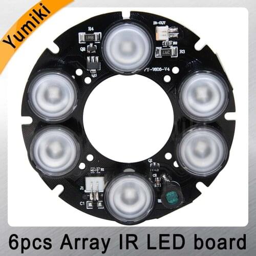 Yumiki 6pcs Array LED IR 20-50 Meters DC12V Size 90 PCB Board 76x34mm Infrared Night Vision for CCTV Camera(diatmeter:76mm)
