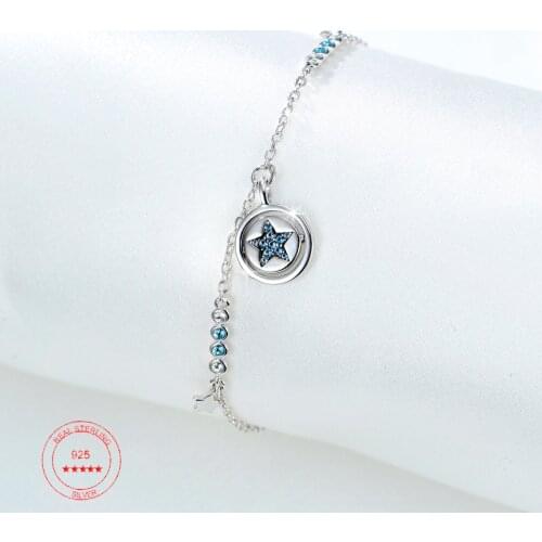 2019 Women Chain S925 Sterling Silver Star Moon Pendant Shape Bracelets Women Jewelry Bracelets Female Accessories Wrist Bangles
