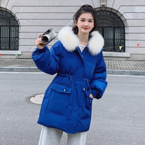 Ladies Coats and Jackets Plus Size Winter Coat Women 2021 The New Draw Back Thicken Keep Warm Fur Collar Cotton