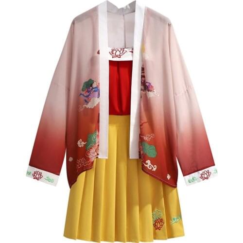 Japan Style Women Dress Sets Embroidery Kimono Tops Hight Waist Mini Pleated Skirts Sleeveless Camisole 2021 Summer 3 Piece Set