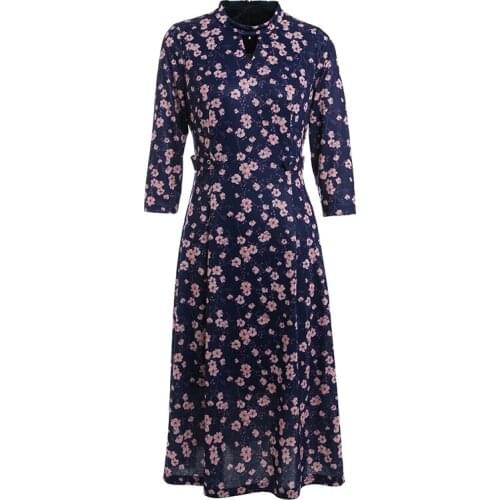 Gowani elegant flower printed cut out A-line jersey dress