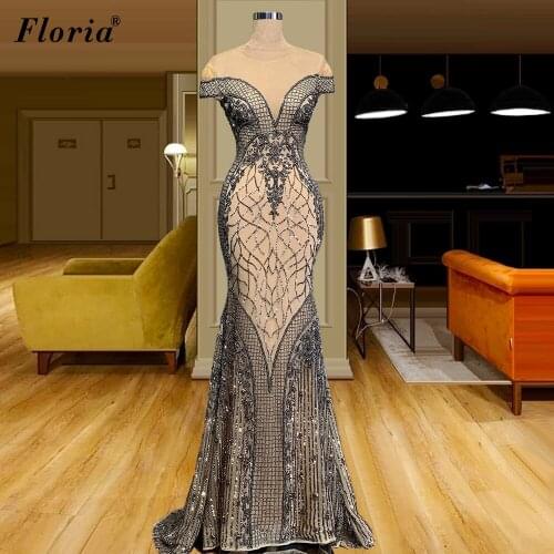 2021 Heavy Handmade Evening Dresses Long Beading Red Carpet Runaway Dresses For Women Ceremony Gowns Party Robe De Soiree