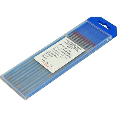 2% Thoriated Tungsten Wolfram Electrode WT20 Red TIG Welding 1/8"x 6" (3.2mmx150mm) Tig Rod 10PK